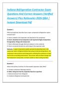 Indiana Refrigeration Contractor Exam &NewLine;Questions And Correct Answers &lpar;Verified &NewLine;Answers&rpar; Plus Rationales 2026 Q&A &vert; &NewLine;Instant Download Pdf 