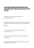 &NewLine;CALIFORNIA PRIVATE INVESTIGATOR EXAM QUESTIONS AND VERIFIED SOLUTIONS LATEST UPDATE&NewLine;