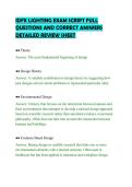 IDFX LIGHTING EXAM SCRIPT FULL&NewLine;QUESTIONS AND CORRECT ANSWERS&NewLine;DETAILED REVIEW SHEET