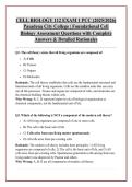 CELL BIOLOGY 112 EXAM 1 PCC &lpar;2025&sol;2026&rpar; &NewLine;Pasadena City College &vert; Foundational Cell &NewLine;Biology Assessment Questions with Complete &NewLine;Answers & Detailed Rationales 
