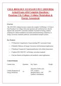 CELL BIOLOGY 112 EXAM 2 PCC &lpar;2025&sol;2026&rpar; &NewLine;Actual Exam with Complete Questions &vert; &NewLine;Pasadena City College &vert; Cellular Metabolism & &NewLine;Energy Assessment 