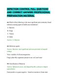 INFECTION CONTROL FULL QUESTIONS&NewLine;AND CORRECT ANSWERS PROFESSIONAL&NewLine;PREPARATION MATERIAL