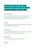 INFECTION CONTROL TEST PAPER&NewLine;COMPLETE QUESTIONS AND ACCURATE&NewLine;ANSWERS PREMIUM REVIEW SHEET