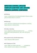 INFECTION CONTROL UPDATED&NewLine;COMPLETE QUESTIONS AND ANSWERS&NewLine;PREMIUM LEARNING COMPANION