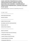 CNOR &lpar;CERTIFIED PERIOPERATIVE NURSE&rpar;&NewLine;CERTIFICATION EXAM COMPLETE PRACTICE&NewLine;QUESTIONS AND ANSWERS &vert; COMPREHENSIVE&NewLine;CERTIFICATION PREPARATION &vert; UPDATED 2026&sol;2027&NewLine;STUDY GUIDE
