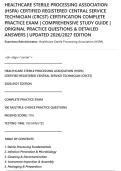 HEALTHCARE STERILE PROCESSING ASSOCIATION&NewLine;&lpar;HSPA&rpar; CERTIFIED REGISTERED CENTRAL SERVICE&NewLine;TECHNICIAN &lpar;CRCST&rpar; CERTIFICATION COMPLETE&NewLine;PRACTICE EXAM &vert; COMPREHENSIVE STUDY GUIDE &vert;&NewLine;ORIGINAL PRACTICE QUESTIONS & DETAILED&NewLine;ANSWERS &vert; UPDATED 2026&sol;2027 EDITION