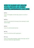 INTRO TO CULINARY ARTS UPDATED&NewLine;ACTUAL QUESTIONS AND CORRECT&NewLine;ANSWERS COMPREHENSIVE STUDY GUIDE