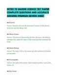 INTRO TO MARINE SCIENCE TEST PAPER&NewLine;COMPLETE QUESTIONS AND ACCURATE&NewLine;ANSWERS PREMIUM REVIEW SHEET
