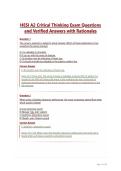 HESI A2 Critical Thinking Exam Questions and Verified Answers with Rationales