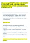  &NewLine;Illinois roofing ACTUAL FINAL EXAM  2026 NEWEST&excl;&excl;&excl;  &NewLine;ACTUAL COMPLETE REAL EXAM QUESTIONS AND &NewLine;CORRECT DETAILED ANSWERS &lpar;VERIFIED ANSWERS&rpar; &NewLine;ALREADY GRADED A&plus; 