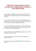 NURS 322&colon; Ecological Model for Health Promotion with Complete Solution Graded A&plus; &vert; Latest 2026&sol;27 Update