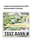 Test Bank For Environmental Science 16th Edition  Eldon Enger Chapters 1 to 20 Covered 