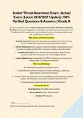 Insider Threat Awareness Exam &vert; Actual Exam &lpar;Latest 2026&sol;2027 Update&rpar; 100&percnt; Verified Questions & Answers &vert; Grade A&NewLine;&NewLine;&NewLine;