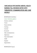 VARCAROLIS PSYCHIATRIC-MENTAL HEALTH&NewLine;NURSING FULL REVISION NOTES WITH&NewLine;THERAPEUTIC COMMUNICATION AND CARE&NewLine;MODELS