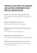 VIRGINIA HIC EXAM SCRIPT 2026 QUESTIONS&NewLine;AND SOLUTIONS COMPREHENSIVE STUDY&NewLine;SHEET FULL PRACTICE SET 250