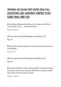 VIRGINIA HIC EXAM TEST PAPER 2026 FULL&NewLine;QUESTIONS AND ANSWERS VERIFIED STUDY&NewLine;GUIDE FINAL PREP 250