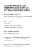 WALL STREET PREP ACTUAL 10 2026&NewLine;INVESTMENT BANKING CONCEPTS AND&NewLine;FINANCIAL ANALYSIS REVISION MATERIALS