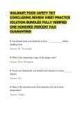 WALMART FOOD SAFETY TEST&NewLine;CONCLUDING REVIEW SHEET PRACTICE&NewLine;SOLUTION BUNDLED FULLY VERIFIED&NewLine;ONE HUNDRED PERCENT PASS&NewLine;GUARANTEED&NewLine;