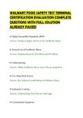 WALMART FOOD SAFETY TEST TERMINAL&NewLine;CERTIFICATION EVALUATION COMPLETE&NewLine;QUESTIONS WITH FULL SOLUTION&NewLine;ALREADY PASSED