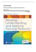Test Bank for Reading&comma; Understanding&comma; and Applying Nursing Research 7th Edition by James A&period; Fain &vert; Complete Exam Questions&comma; Answers & Detailed Rationales