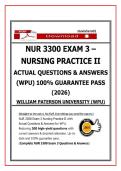 NUR 3300 Exam 3 &ndash; Nursing Practice II &lpar;2026&rpar;&colon; 200-Question Practice Exam with Correct Answers & Detailed Rationales
