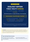 Public Health Nursing Exam Review 2026&sol;2027&colon; 250 Questions with NGN Rationales & SATA &vert; Community Health Test Bank &vert; Pass Guaranteed