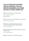 WGU C215 OPERATIONS MANAGEMENT&NewLine;OBJECTIVE ASSESSMENT 2 HIGH-YIELD&NewLine;INVENTORY MANAGEMENT&comma; LEAN SYSTEMS&comma;&NewLine;AND QUALITY CONTROL SUMMARY 2026