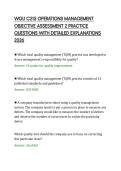 WGU C215 OPERATIONS MANAGEMENT&NewLine;OBJECTIVE ASSESSMENT 2 PRACTICE&NewLine;QUESTIONS WITH DETAILED EXPLANATIONS&NewLine;2026&NewLine;