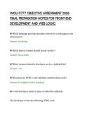 WGU C777 OBJECTIVE ASSESSMENT 2026&NewLine;FINAL PREPARATION NOTES FOR FRONT-END&NewLine;DEVELOPMENT AND WEB LOGIC