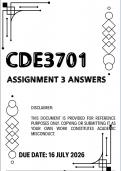CDE3701 Assignment 3 &lpar;2026&rpar; Complete Answers &vert;Due Date &lpar;16 July&rpar; &vert;