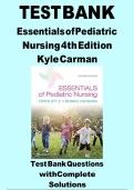 Updated&sol;Latest Pediatric Nursing 4th Edition Susan Ricci Theresa Kyle Susan Carman Test Bank Complete All Chapters Comprehensive Pediatric Nursing Questions Answers Rationales Clinical Case Studies Growth and Development NCLEX Review Study Guide For Nursi
