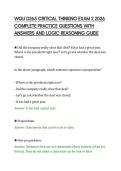 WGU D265 CRITICAL THINKING EXAM 2 2026&NewLine;COMPLETE PRACTICE QUESTIONS WITH&NewLine;ANSWERS AND LOGIC REASONING GUIDE