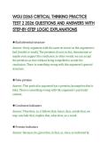WGU D265 CRITICAL THINKING PRACTICE&NewLine;TEST 2 2026 QUESTIONS AND ANSWERS WITH&NewLine;STEP-BY-STEP LOGIC EXPLANATIONS