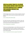 WGU D446 ADULT HEALTH 2 OA EXAM&NewLine;CONCLUDING REVIEW SHEET PRACTICE&NewLine;SOLUTION BUNDLED FULLY VERIFIED&NewLine;ONE HUNDRED PERCENT PASS&NewLine;GUARANTEED