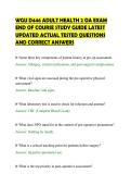 WGU D446 ADULT HEALTH 2 OA EXAM&NewLine;END OF COURSE STUDY GUIDE LATEST&NewLine;UPDATED ACTUAL TESTED QUESTIONS&NewLine;AND CORRECT ANSWERS