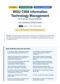 WGU C954 Information Technology Management OA Final Exam&colon; 250&plus; Questions & Rationales &vert; IT Management &vert; A&plus; Guide