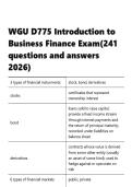 WGU D775 &vert; Introduction to Business Finance Exam &vert; &lpar;241 questions and answers 2026&rpar;