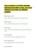 WGU ACADEMY US HISTORY MIDTERM&NewLine;CERTIFICATION PREP ACTUAL TEST WITH&NewLine;VERIFIED SOLUTIONS 100 PERCENT&NewLine;CORRECT&NewLine;