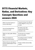 WGU D775 Financial Markets&comma; Ratios&comma; and Derivatives&colon; Key Concepts Questions and answers 2026