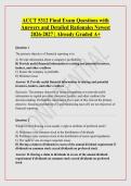 ACCT 5312 Final Exam Questions with &NewLine;Answers and Detailed Rationales Newest &NewLine;2026-2027 &vert; Already Graded A&plus; 