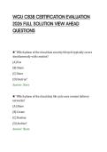 WGU C838 CERTIFICATION EVALUATION&NewLine;2026 FULL SOLUTION VIEW AHEAD&NewLine;QUESTIONS
