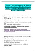 Colorado Painting Contractor Certification &NewLine;Practice Examination 100 Questions with &NewLine;Correct Answers Plus Explanation 2026&sol;27 &NewLine;Instant Pdf Download 