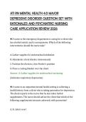 ATI RN MENTAL HEALTH 4&period;0 MAJOR &NewLine;DEPRESSIVE DISORDER QUESTION SET WITH &NewLine;RATIONALES AND PSYCHIATRIC NURSING &NewLine;CARE APPLICATION REVIEW 2026