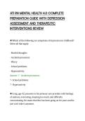 ATI RN MENTAL HEALTH 4&period;0 COMPLETE &NewLine;PREPARATION GUIDE WITH DEPRESSION &NewLine;ASSESSMENT AND THERAPEUTIC &NewLine;INTERVENTIONS REVIEW 
