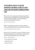 ATI RN MENTAL HEALTH 4&period;0 MAJOR &NewLine;DEPRESSIVE DISORDER COMPLETE STUDY &NewLine;GUIDE AND PSYCHIATRIC NURSING REVIEW &NewLine;2026