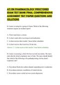 ATI RN PHARMACOLOGY PROCTORED &NewLine;EXAM TEST BANK FINAL COMPREHENSIVE &NewLine;ASSESSMENT TEST PAPER QUESTIONS AND &NewLine;SOLUTIONS