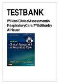 Updated&sol;Latest Wilkins' Clinical Assessment in Respiratory Care 7th Edition Al Heuer Test Bank Complete All Chapters Comprehensive Respiratory Care Assessment Resource Clinical Case Studies Practice Questions Answers Rationales NBRC Exam Review Stu