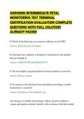 AWHONN INTERMEDIATE FETAL &NewLine;MONITORING TEST TERMINAL &NewLine;CERTIFICATION EVALUATION COMPLETE &NewLine;QUESTIONS WITH FULL SOLUTION &NewLine;ALREADY PASSED