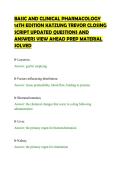 BASIC AND CLINICAL PHARMACOLOGY &NewLine;14TH EDITION KATZUNG TREVOR CLOSING &NewLine;SCRIPT UPDATED QUESTIONS AND &NewLine;ANSWERS VIEW AHEAD PREP MATERIAL &NewLine;SOLVED