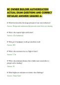 BC OWNER BUILDER AUTHORIZATION &NewLine;ACTUAL EXAM QUESTIONS AND CORRECT &NewLine;DETAILED ANSWERS GRADED A&plus; 